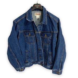 Wrangler Men’s XL Denim Full Button Trucker Jean Jacket 100% Cotton Rugged Wear